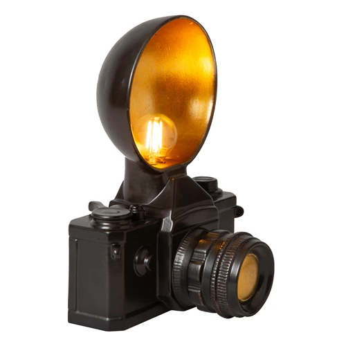 Lucide EXTRAVAGANZA CAMERA - Lampe de table - 1xE14 - Noir - détail 1